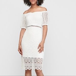 Off the shoulder white crochet dress